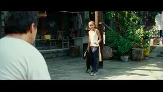 woman and man in outdoor courtyard — The Karate Kid