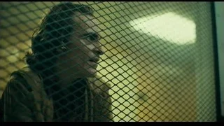 man's face through chain-link fence — Joker
