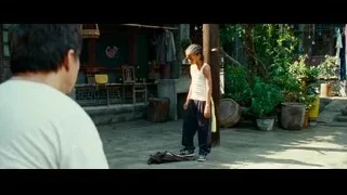 man and woman talking in courtyard — The Karate Kid