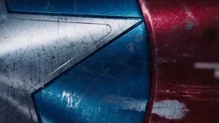 Close-up of worn Captain America shield — The Avengers