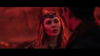 Woman with headpiece in dark red setting — Doctor Strange 2