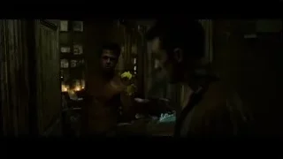 shirtless man in old, dimly lit room — Fight Club